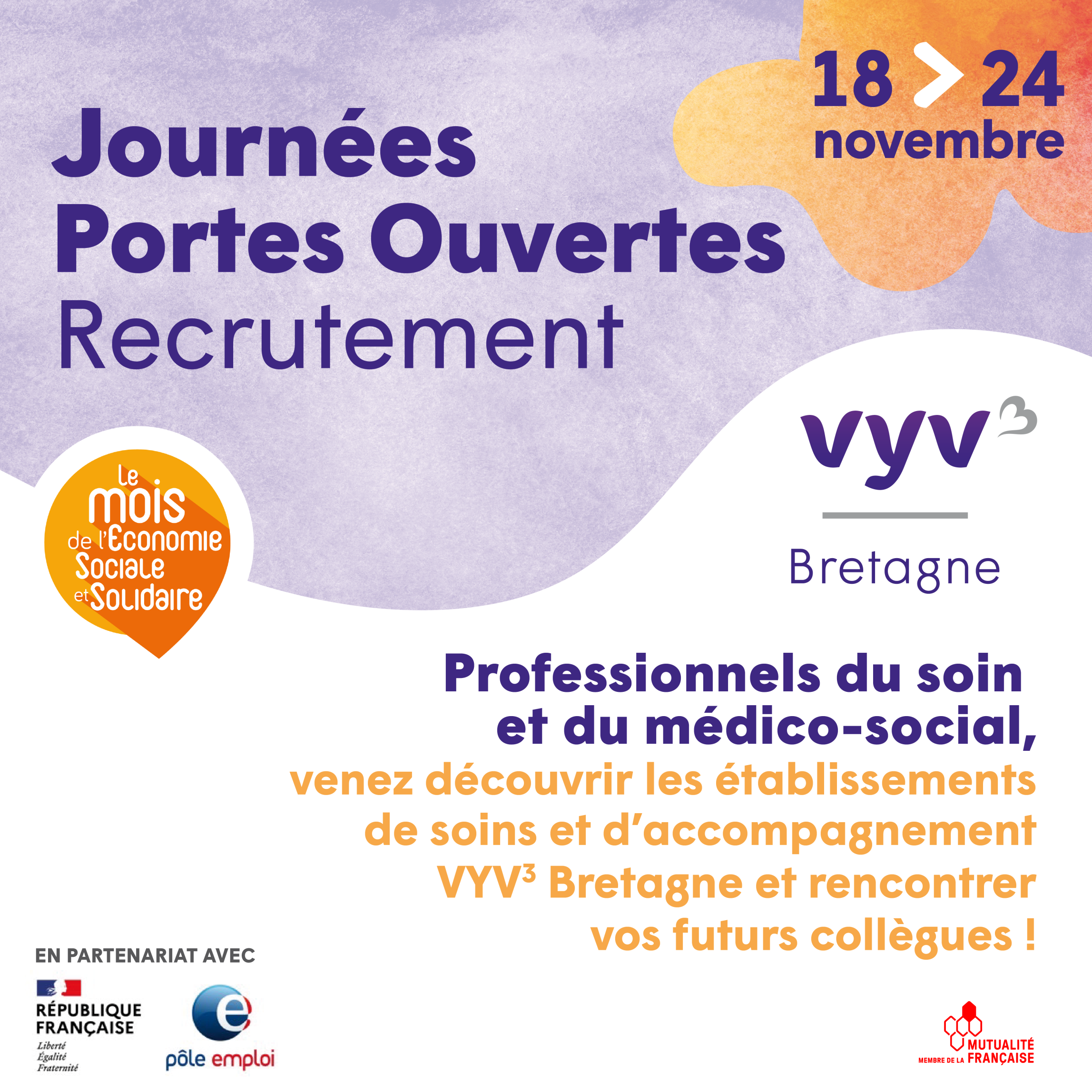 Affiche Journées Portes ouvertes - Recrutement VYV³ Bretagne Affiche Journées Portes ouvertes - Recrutement VYV³ Bretagne