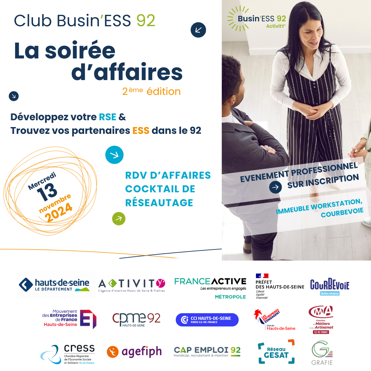Développez votre RSE & Trouvez vos partenaires ESS dans les Hauts-de-Seine [RENDEZ-VOUS D’AFFAIRES - COCKTAIL DE RESEAUTAGE]