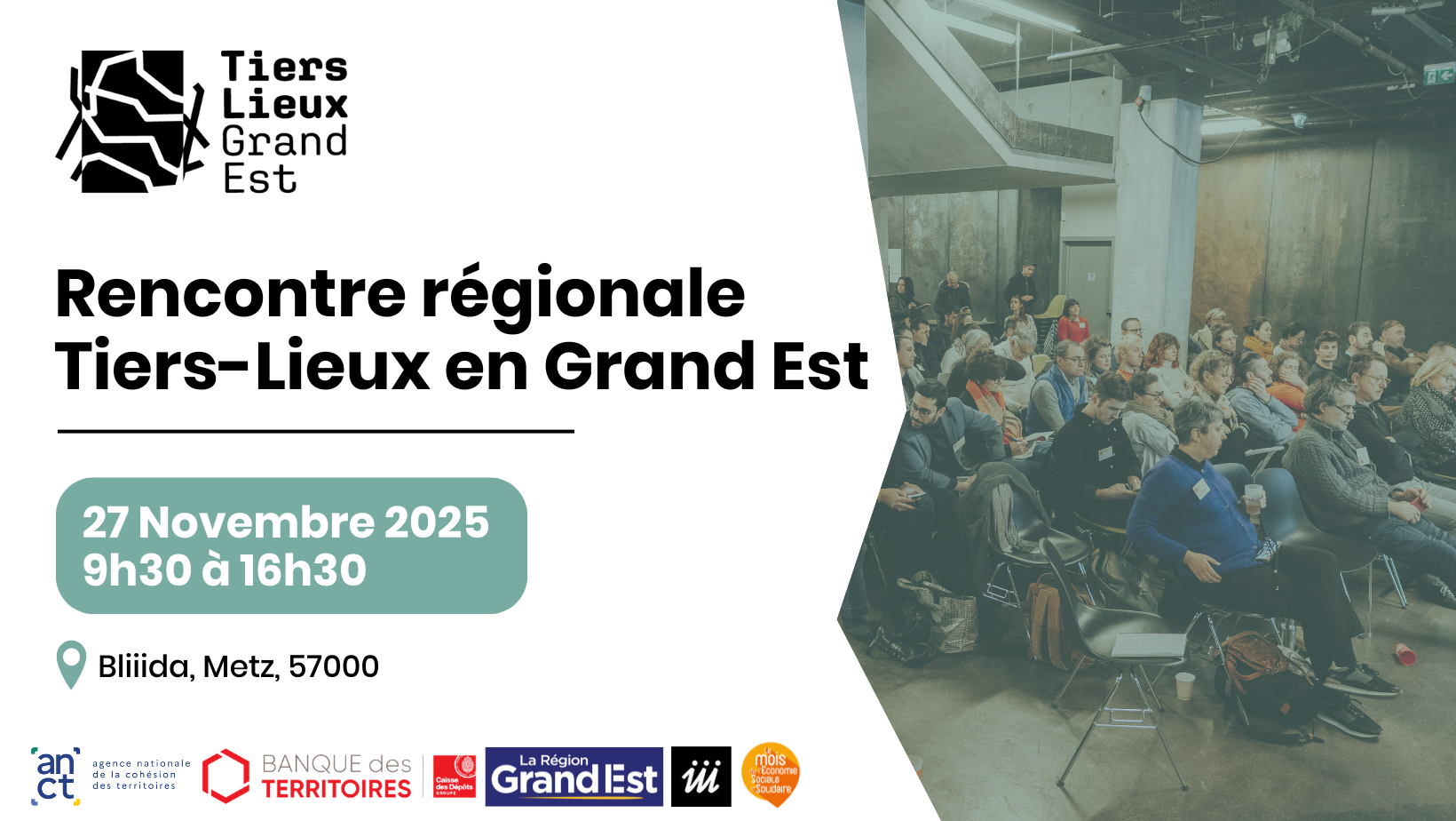 Rencontre tiers-lieux en Grand Est nov25 Visuel de la rencontre régionale des tiers-lieux du Grand Est - 27 novembre 2025