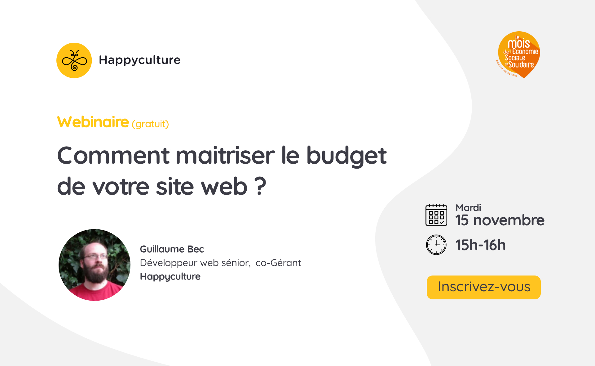 Webinaire Happyculture - Maîtriser le budget de votre site web Webinaire Happyculture - Maîtriser le budget de votre site web