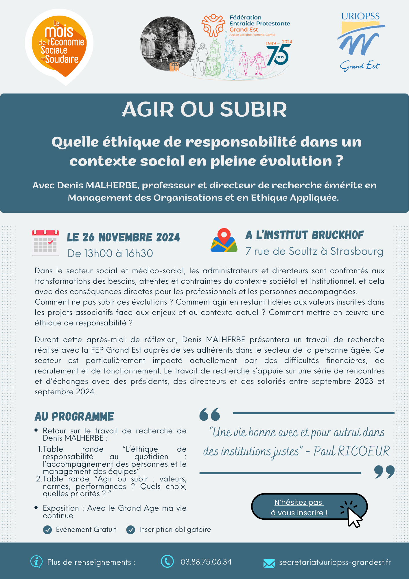 Séminaire "Agir ou subir : Quelle éthique de responsabilité dans un contexte social en pleine évolution ?" Séminaire "Agir ou subir : Quelle éthique de responsabilité dans un contexte social en pleine évolution ?"
