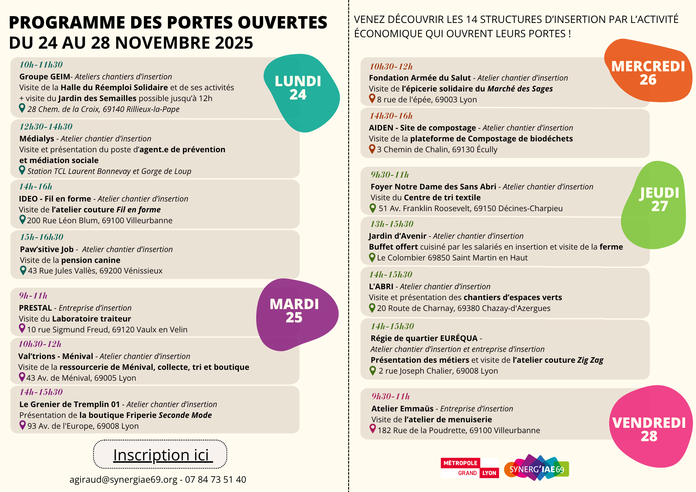 Programme Semaine de l'insertion