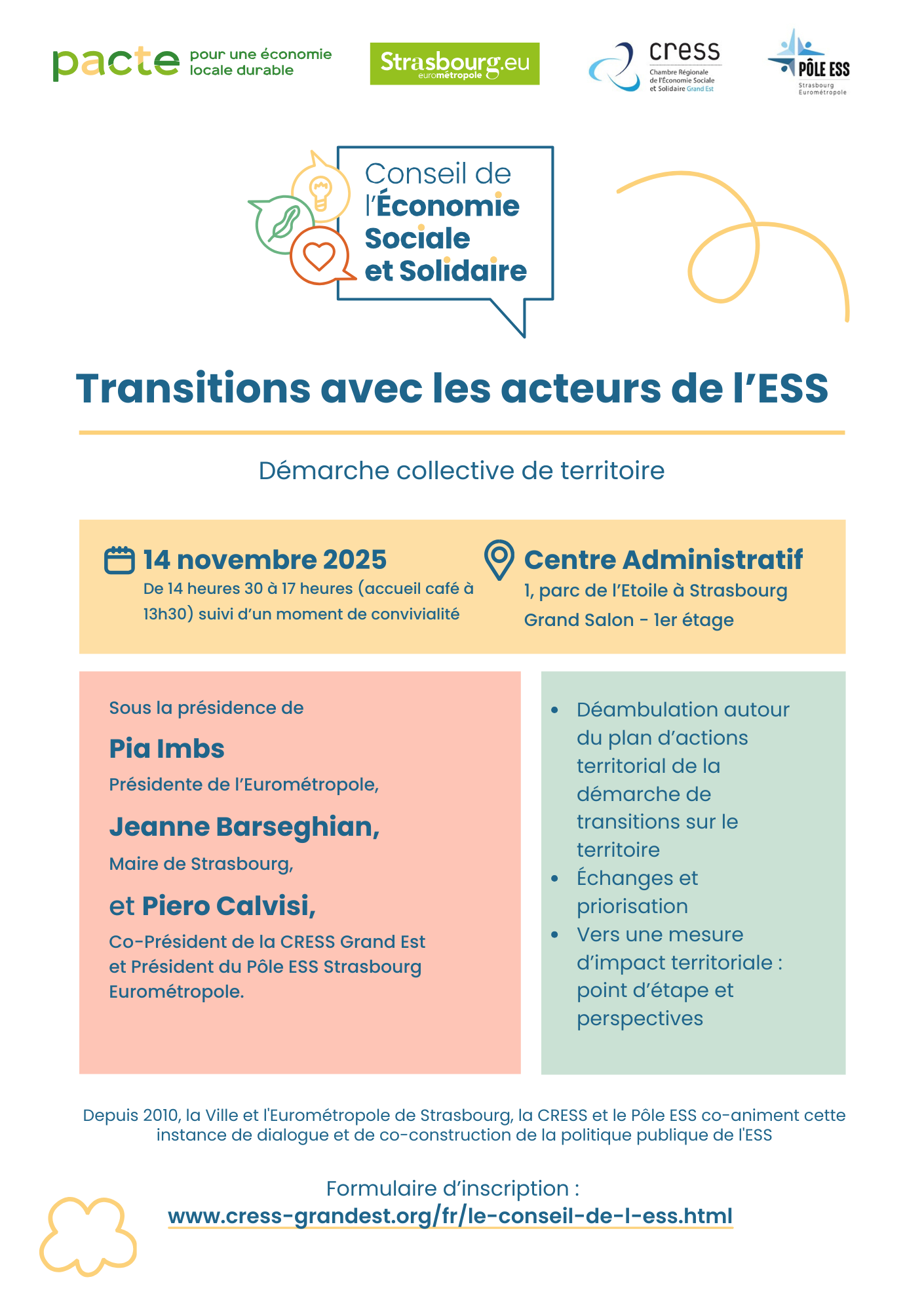 Invitation à la plénière du Conseil de l'ESS du 14 novembre 2025 Invitation à la plénière du Conseil de l'ESS du 14 novembre 2025