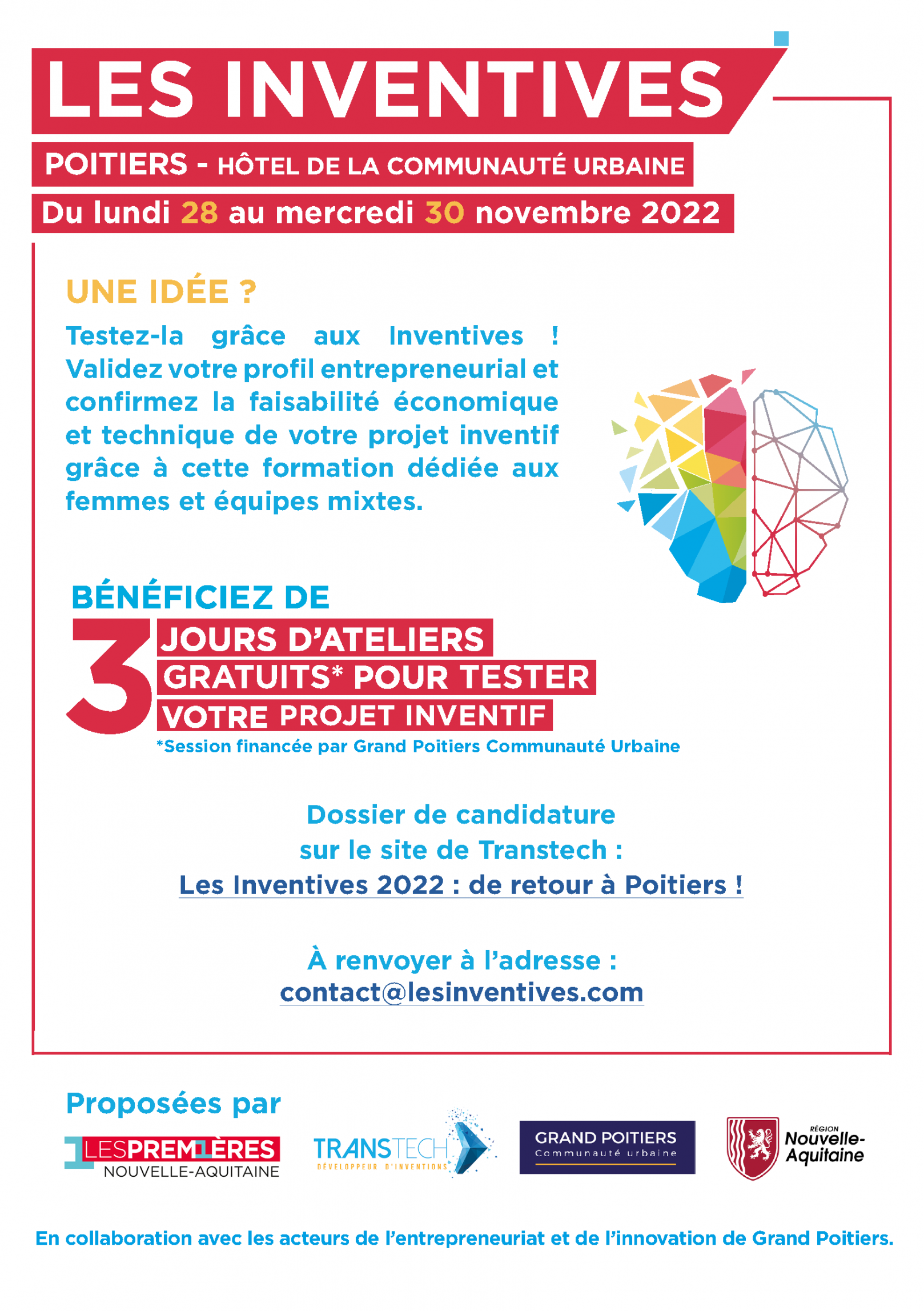 Formation de trois jours pour les entrepreneuses et équipes mixtes Affiche de l'événement les Inventives