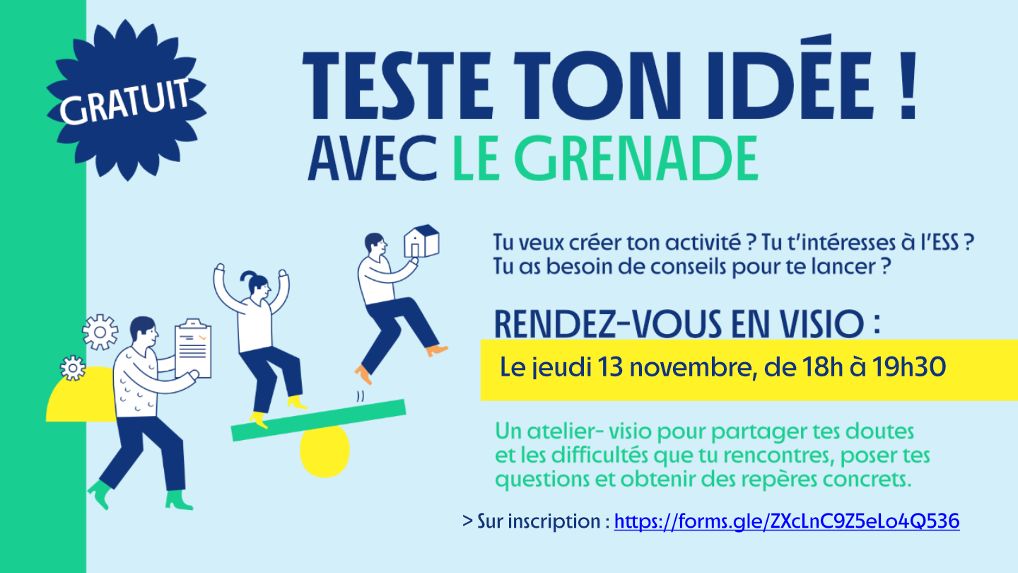 Atelier-visio "Teste ton idée", le jeudi 13 novembre, de 18h à 19h30. Gratuit, sur inscription.
