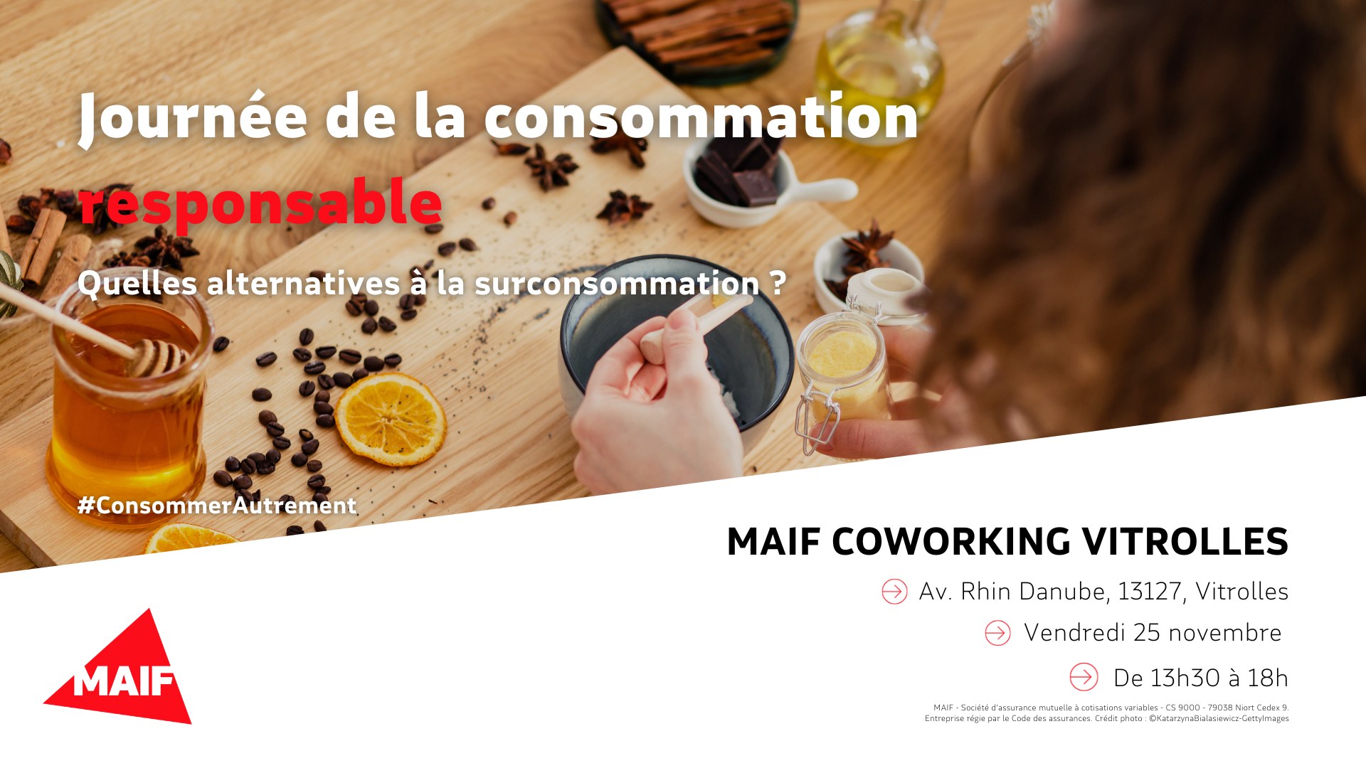 Journée de la consommation responsable Et si nous organisions un contre Black Friday ? 👉 Parce que de nombreux acteurs et entrepreneurs proposent de belles alternatives à la surconsommation, nous vous proposons de venir à leur rencontre ! 📅 Vendredi 25 novembre, ⌚ 13h30 à 18h, 📍 MAIF Coworking de Vitrolles. L'occasion de découvrir des initiatives à impact positif et d'adopter de nouveaux réflexes plus responsables ! On s'y retrouve ?