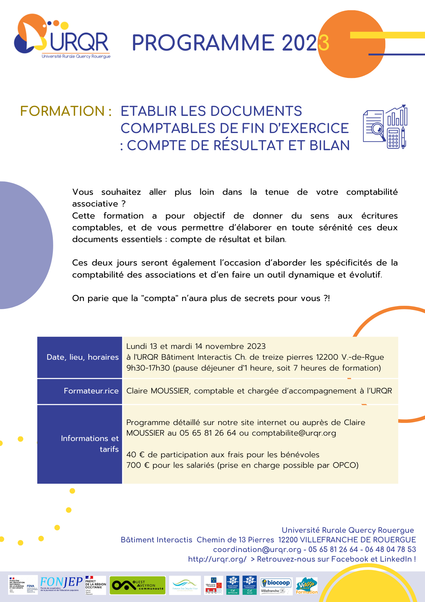 Formation : Etablir les documents de fin d'exercice - Compte de résultat et bilan Formation : Etablir les documents de fin d'exercice - Compte de résultat et bilan