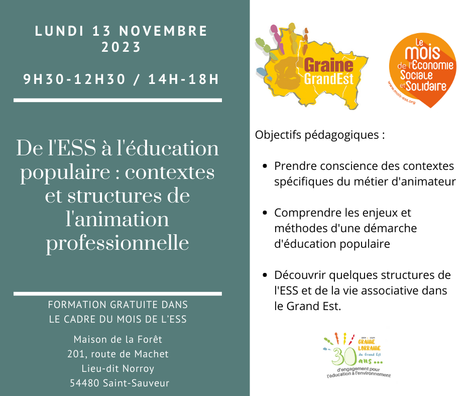 Formation Sensibilisation du GRAINE Grand Est le 13 novembre 2023 Formation Sensibilisation du GRAINE Grand Est le 13 novembre 2023