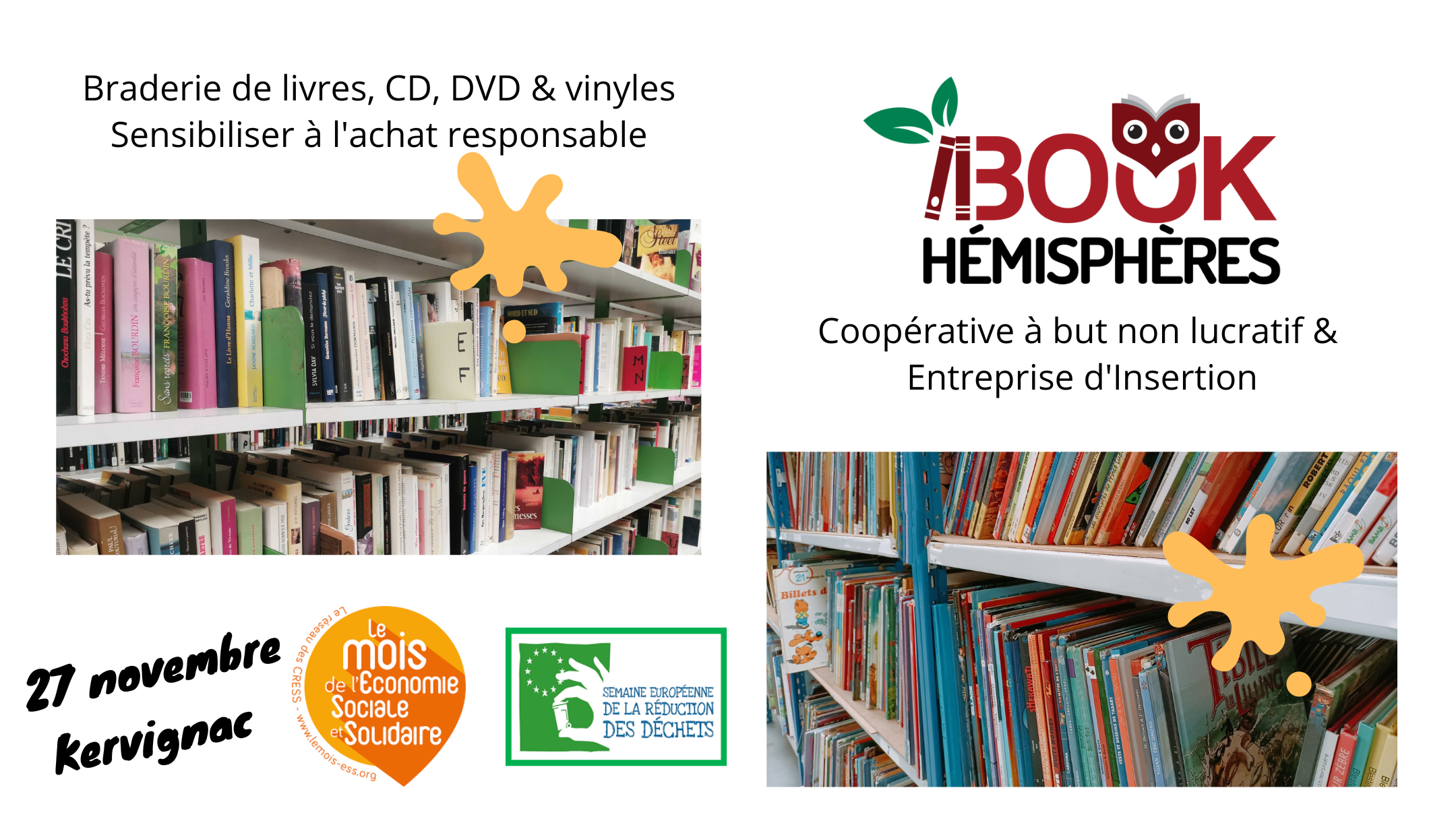 Braderie de livres, CD, DVD, vinyles de seconde main à Kervignac Braderie de livres solidaires à Kervignac près d'Hennebont