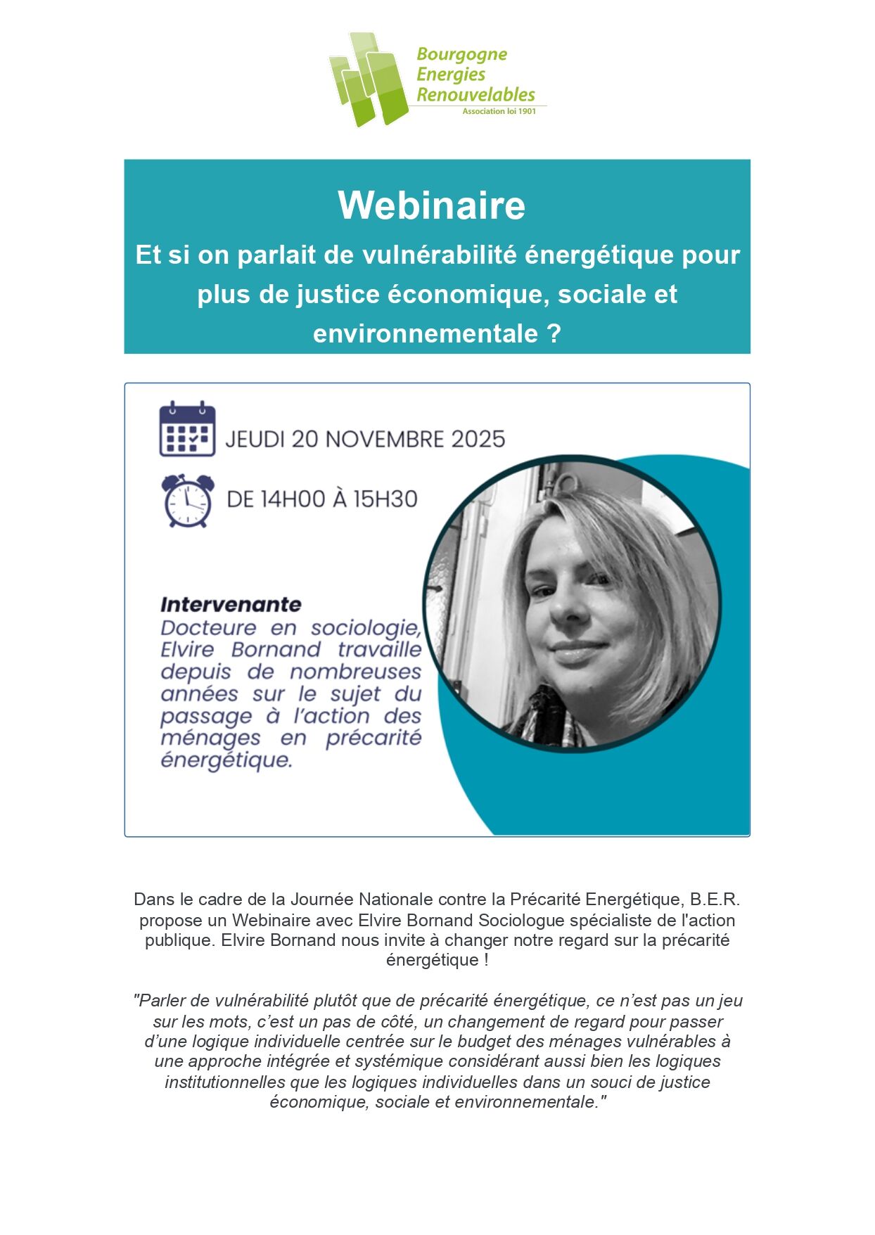 Affiche Webinaire B.E.R.