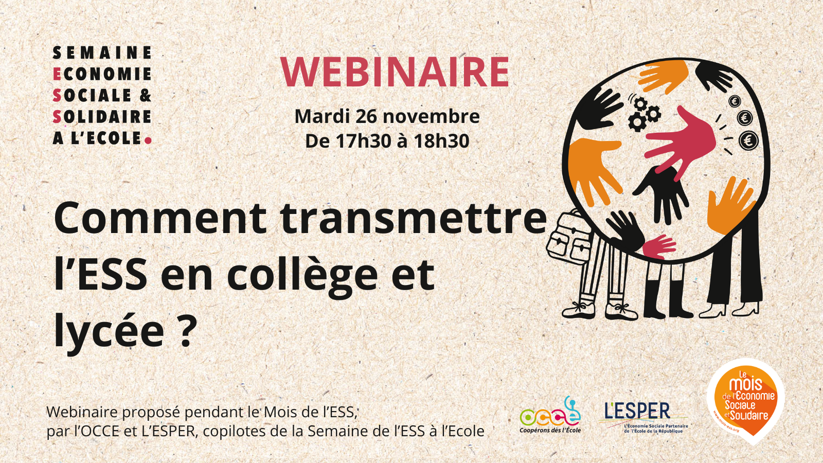 Webinaire « Comment transmettre l’ESS en collège et lycée ? » Image de présentation