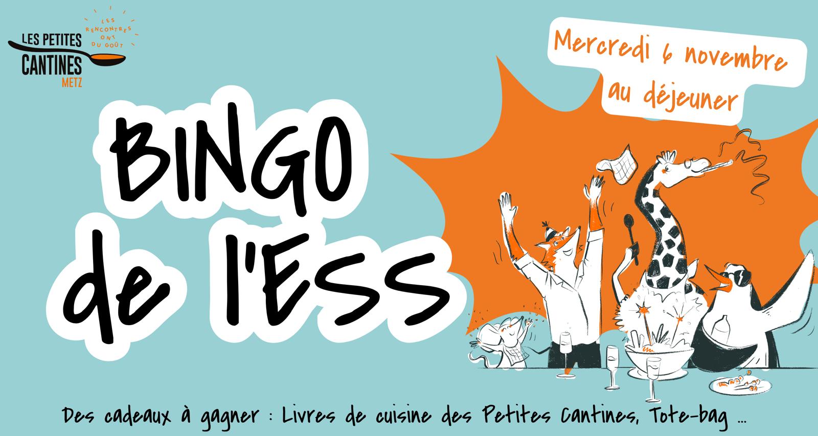Bingo ESS et déjeuner convivial aux Petites Cantines Metz ! Bingo ESS et déjeuner partagé convivial le mercredi 06/11