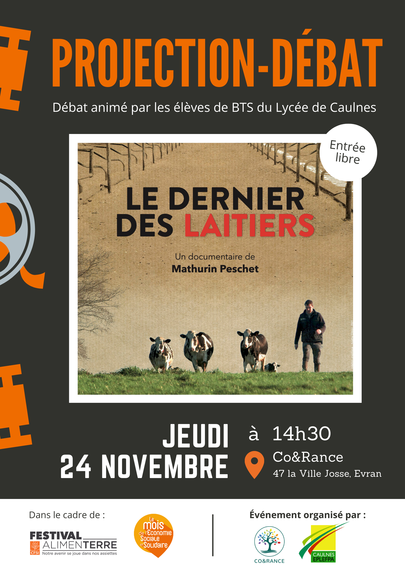 Affiche projection-débat Le dernier des laitiers
