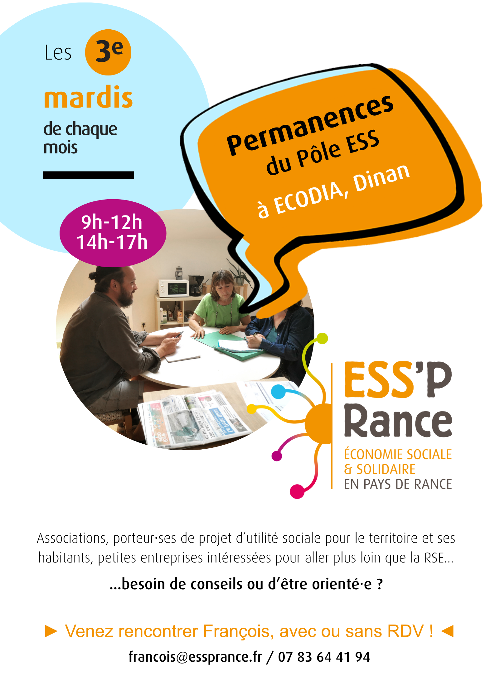 Affiche des permanences ESS'PRance à ECODIA