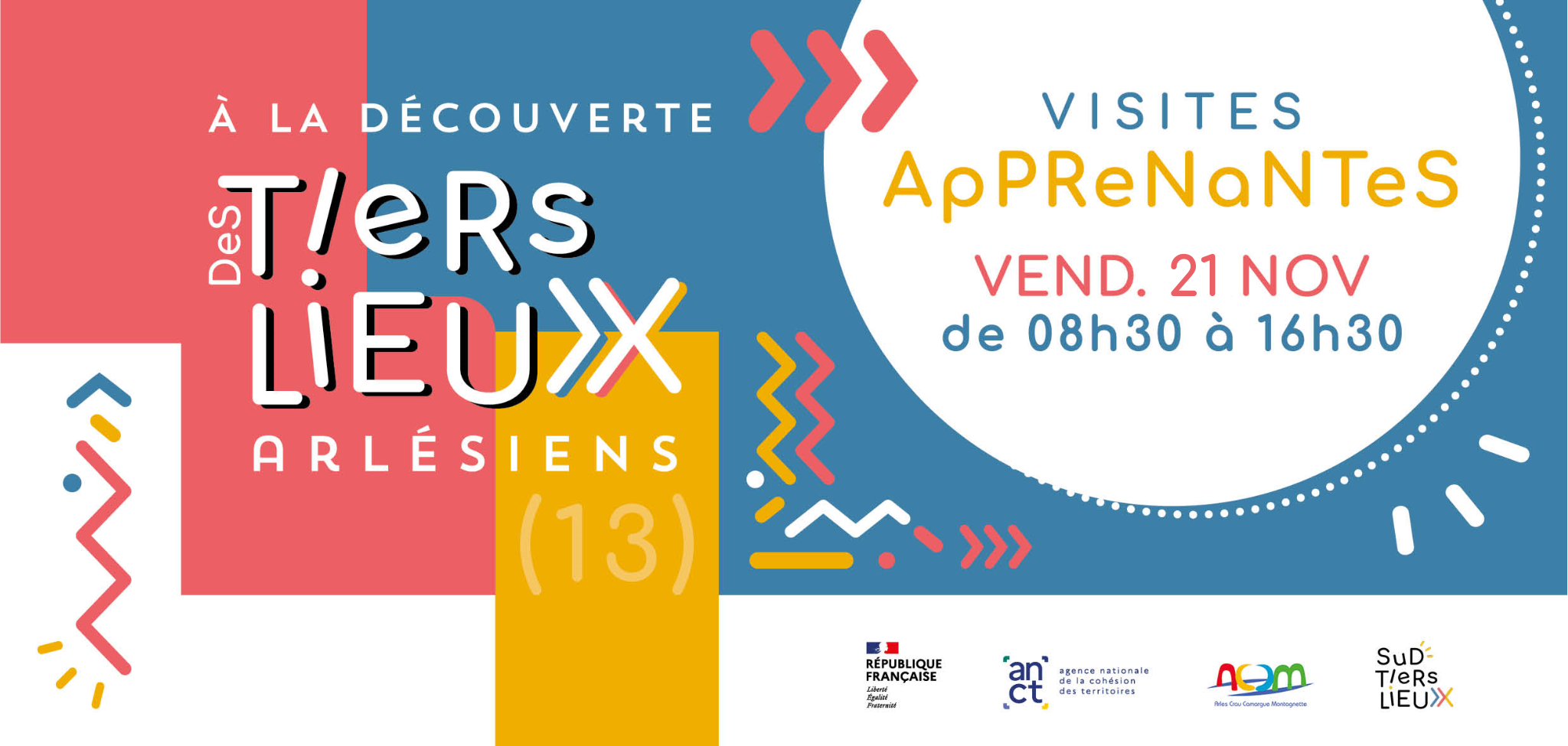 Parcours de visites apprenantes des tiers-lieux arlésiens - vendredi 21 novembre 2025 bandeau visite apprenante 21 novembre 2025