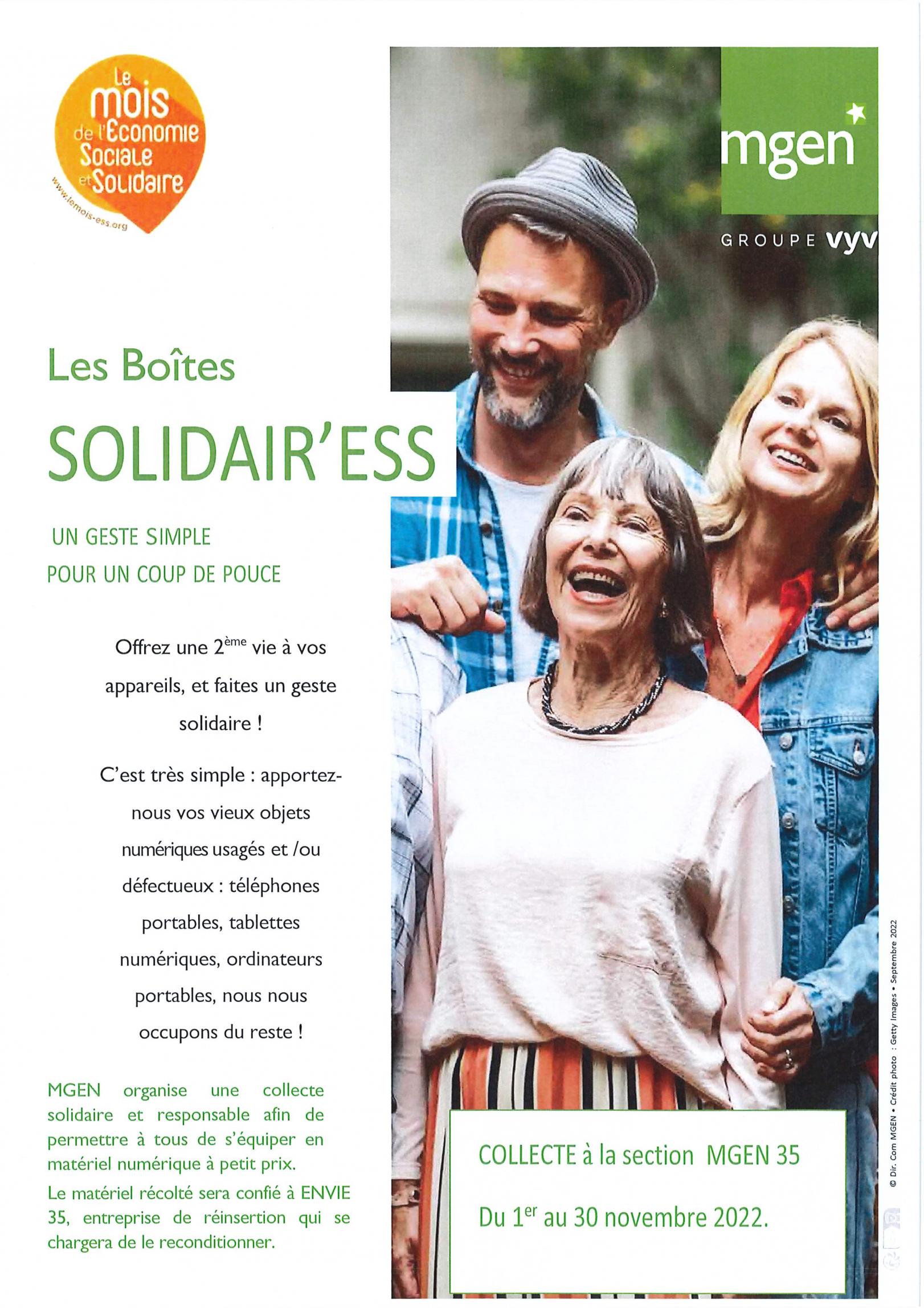 les Boites SOLIDAIR'ESS collecte solidaire et responsable d'objets numériques usagés pour une 2ème vie