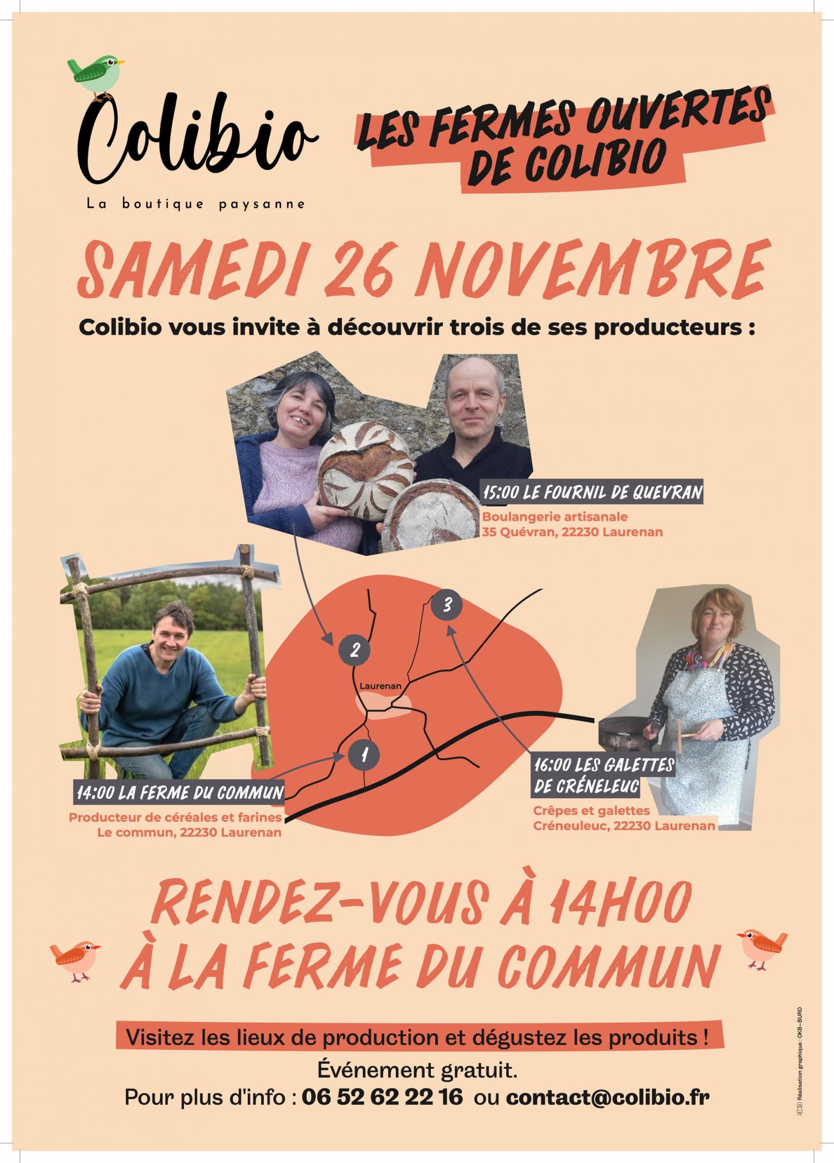Rendez-vous le 26 novembre à 14h au commun à Laurenan Fermes ouvertes de Colibio