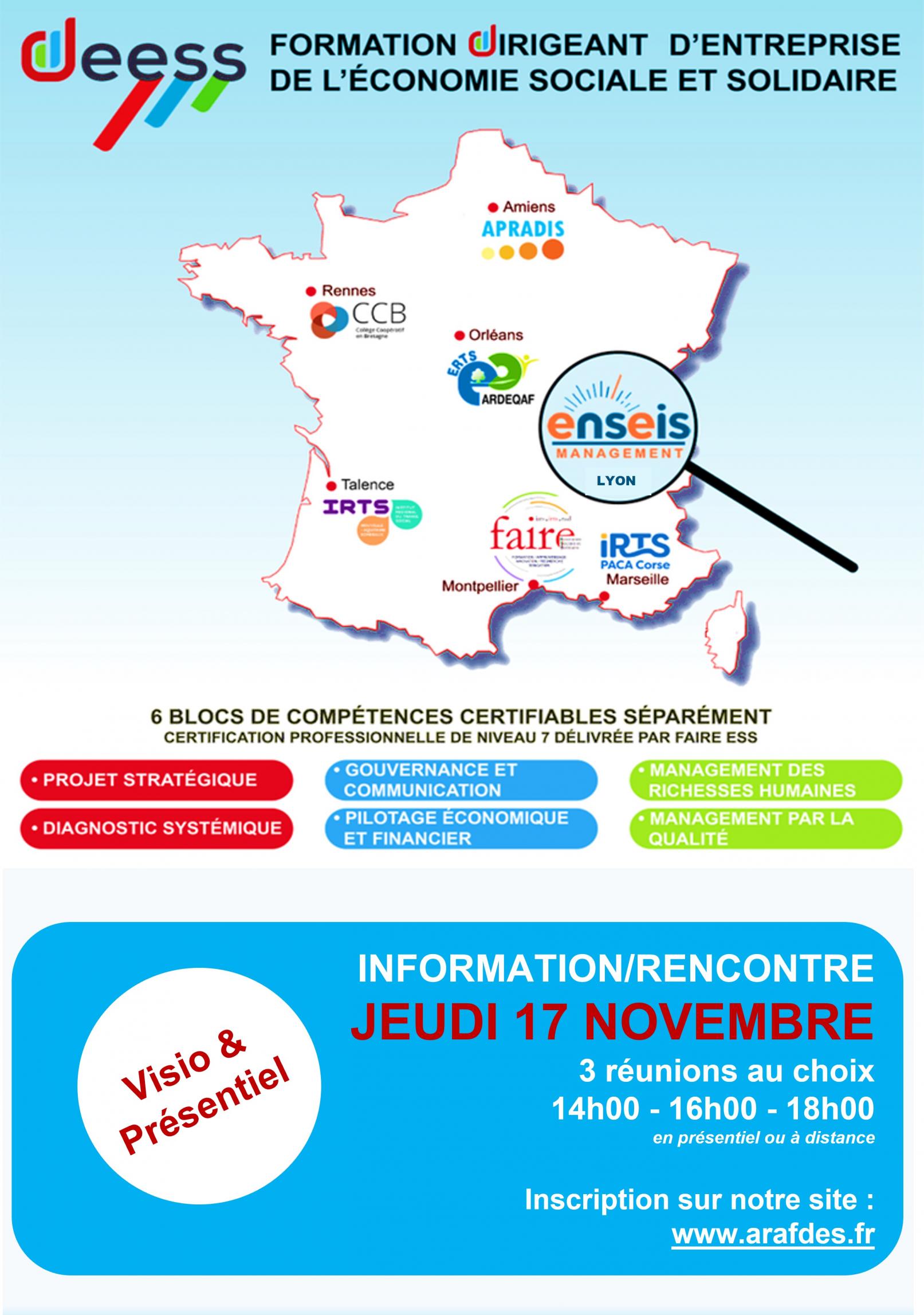 Réunion d'information sur le DEESS, le 17 novembre à 14h, 16h et 18h en présentiel ou en visio