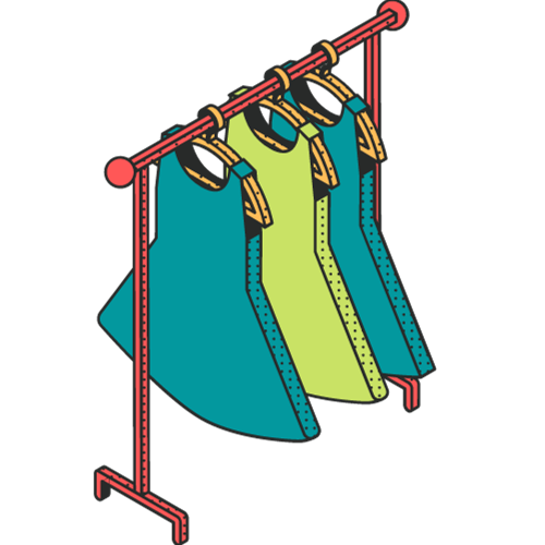 Portant avec des vêtements accrochés
