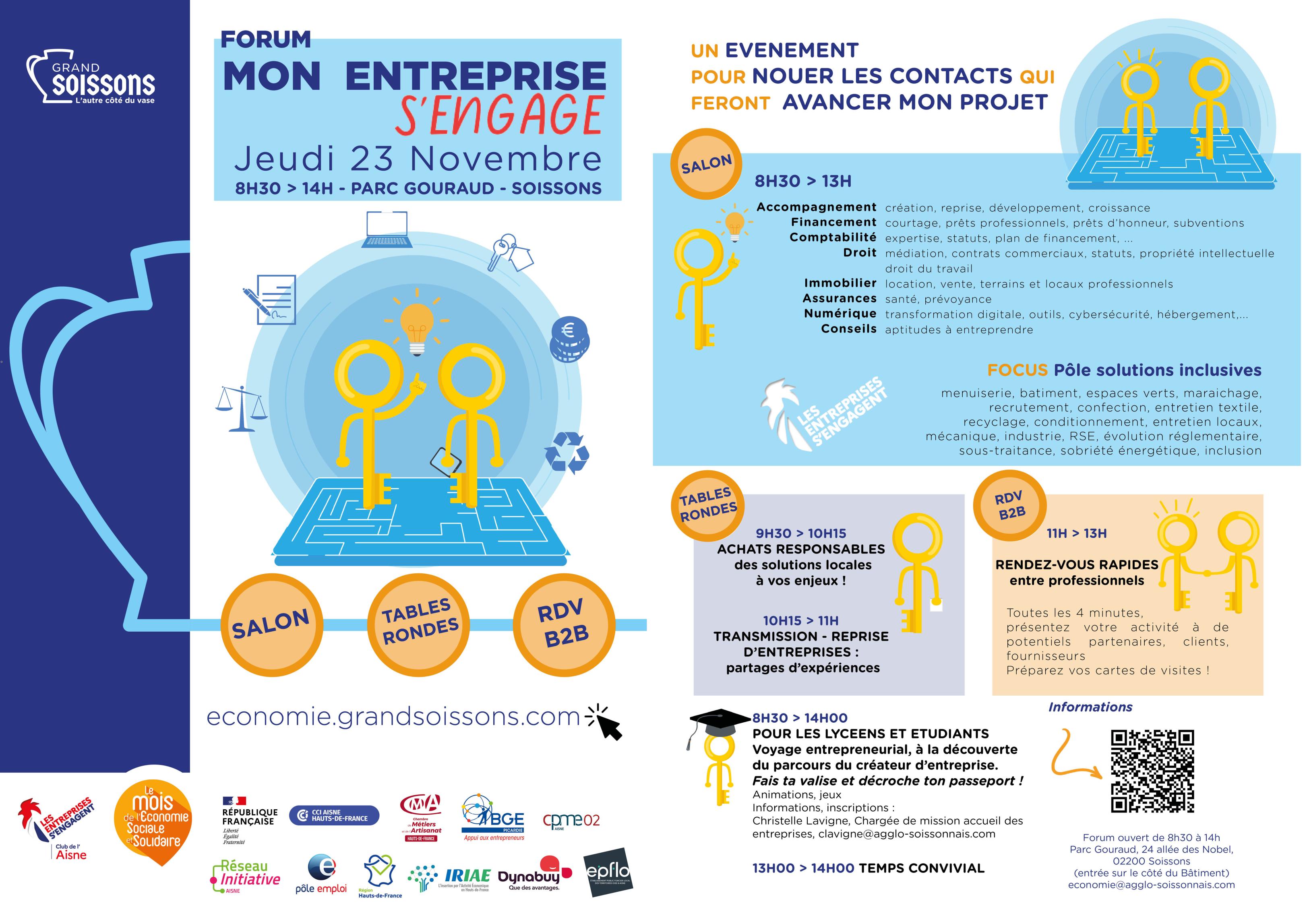 Pôle des solutions engagées - présentation des produits et des services que proposent les structures de l'insertion et du handicap du département Flyer recto verso de "Mon entreprise s'engage"