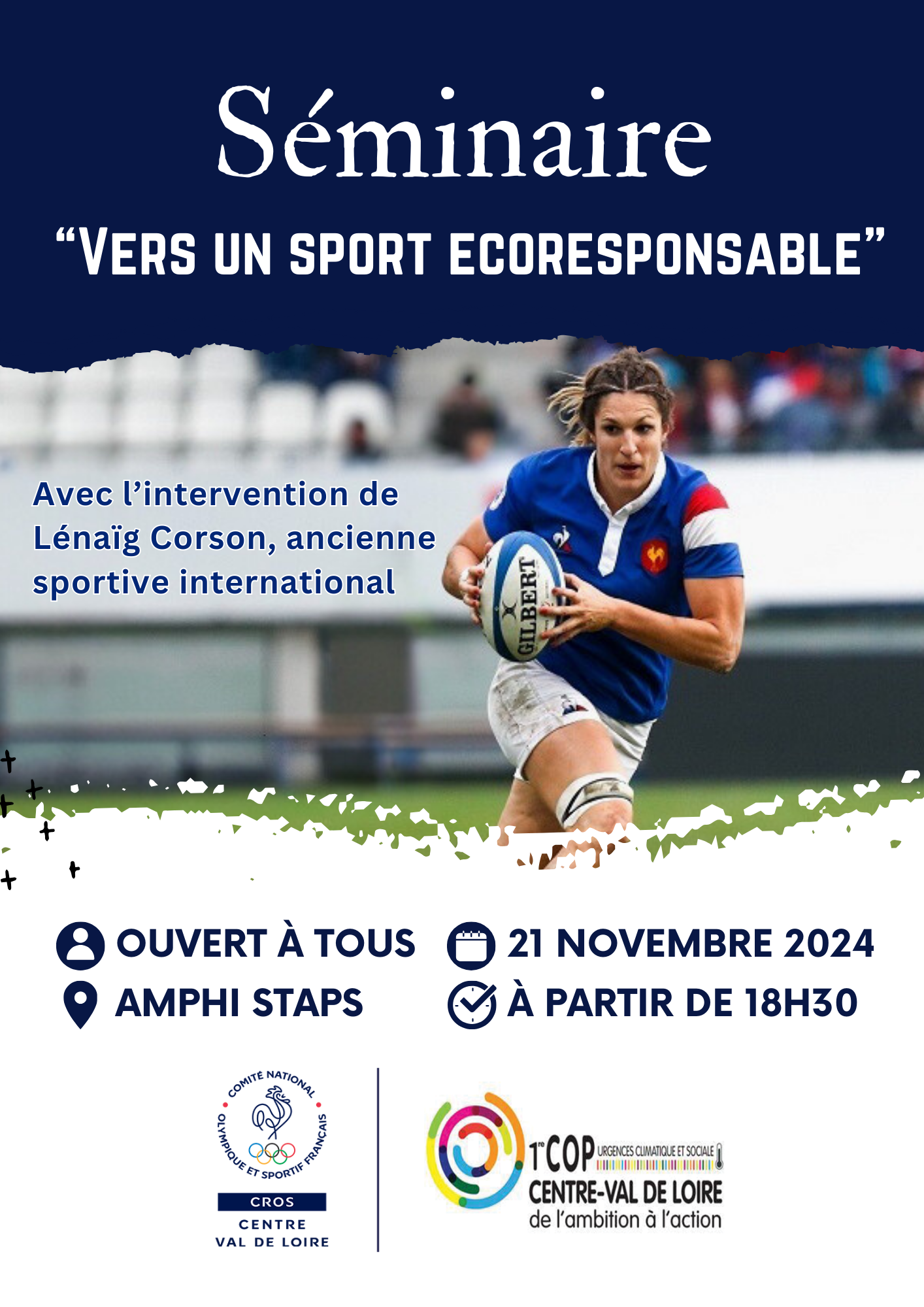 flyer séminaire vers un sport éco-responsable séminaire du 21 novembre au STAPS d'Orléans