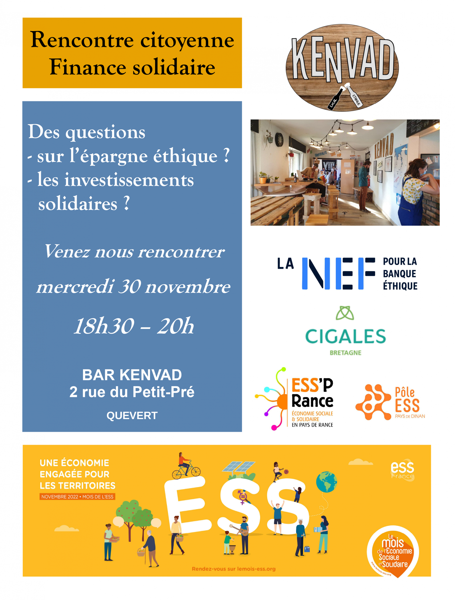 Flyer Rencontre citoyenne Finance Solidaire - 30 novembre