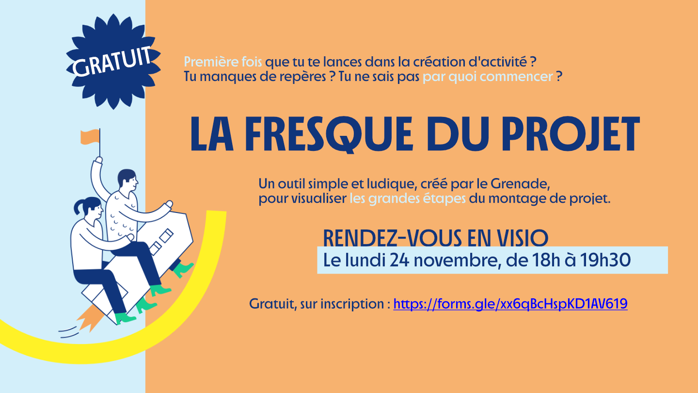 Atelier-visio "La Fresque du projet", le lundi 24 novembre, de 18h à 19h30. Gratuit, sur inscription.