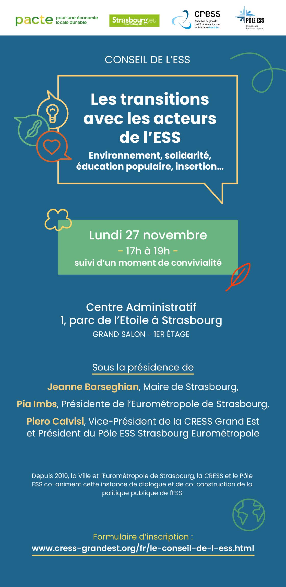 Invitation - Conseil de l'ESS - Les transitions avec les acteurs de l'ESS