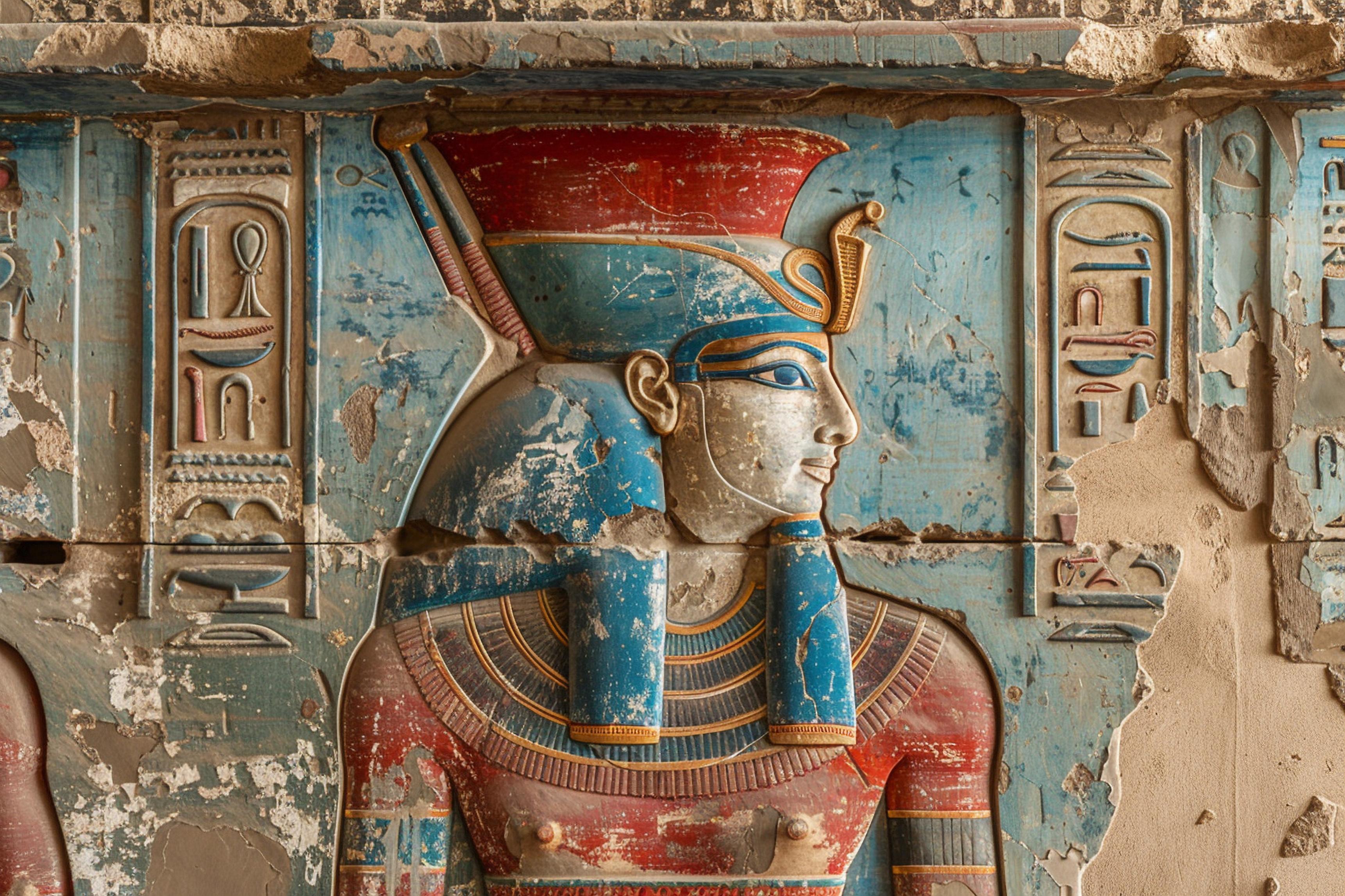 Statue égyptienne polychrome