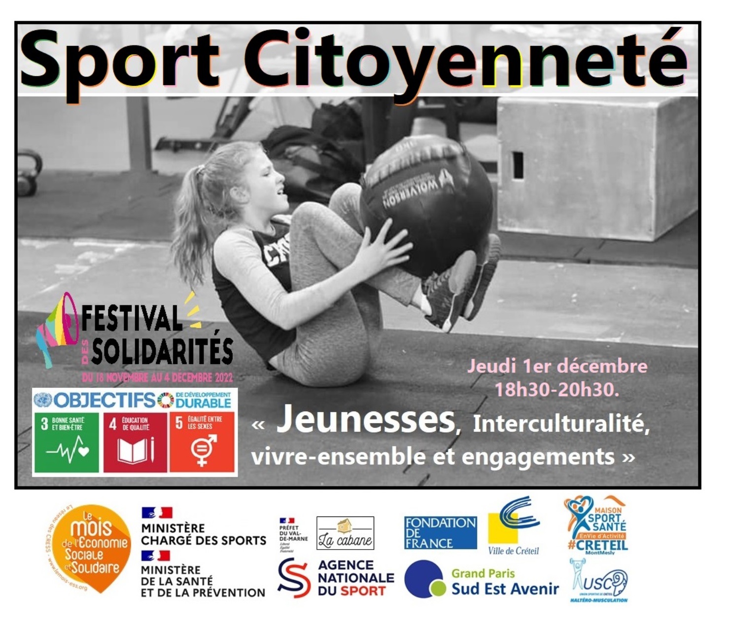 Sensibilisation de la jeunesse à trois cibles des ODD AFFICHE ANIMATION : Sport, Jeunesse et Citoyenneté