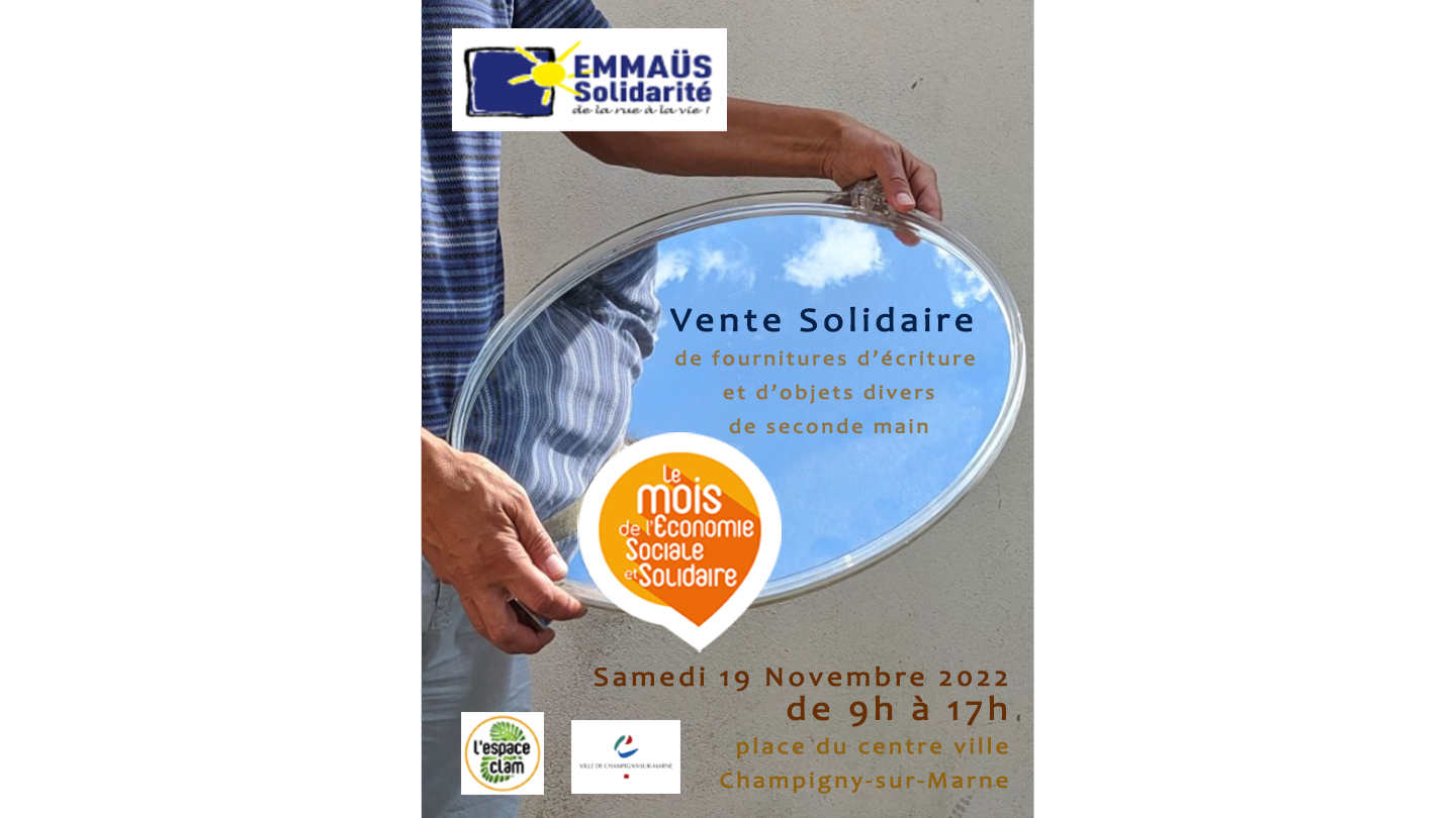 Vente solidaire de fournitures d'écriture et d'objets de seconde main #l_espace_clam,#emmaüs,#mairie_de_champigny#ESS#SERD#economiecirculaire
