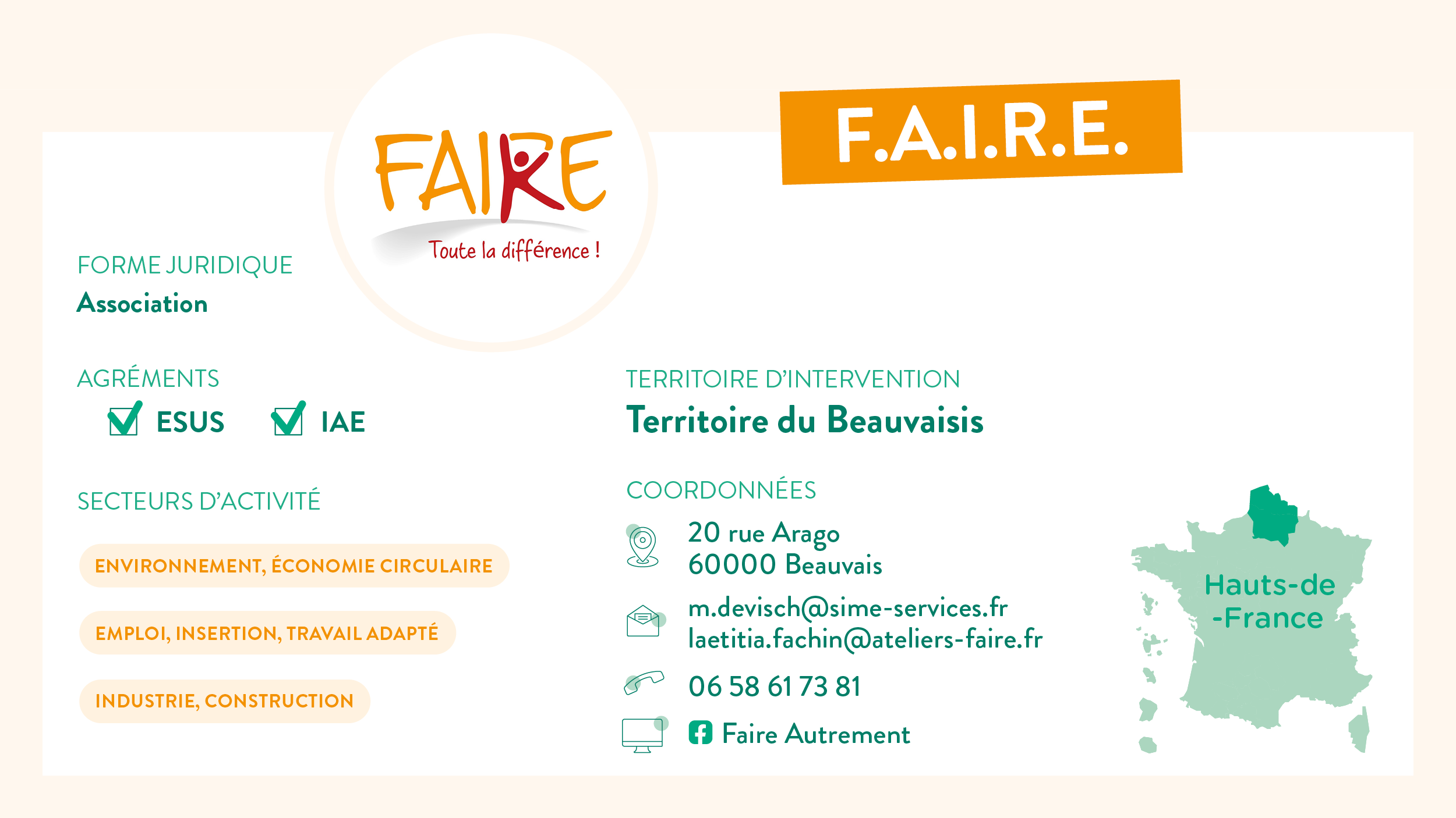 Carte d'identité de FAIRE en Hauts-de-France