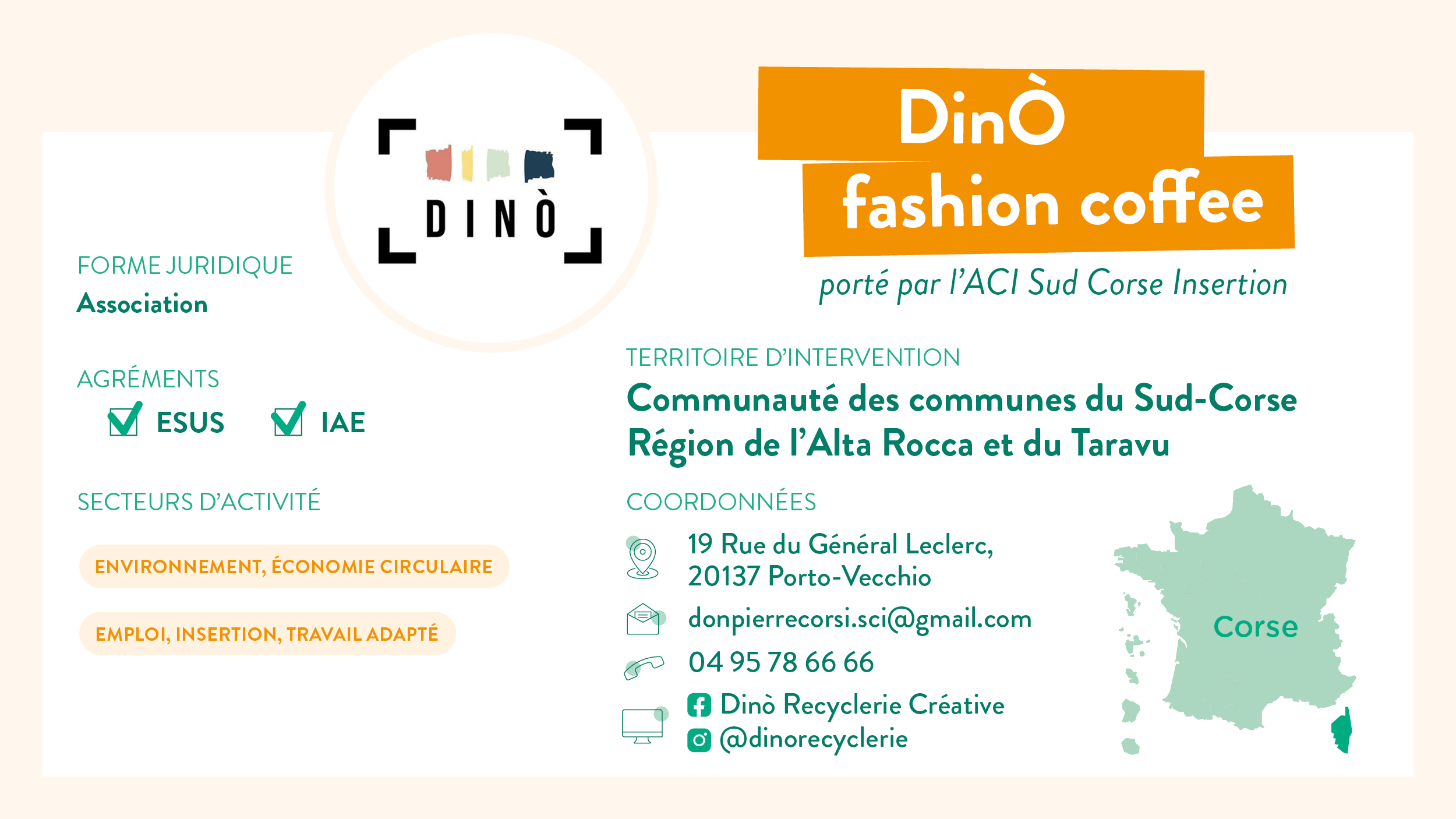 Carte d'identité de Dino Fashion Coffee en Corse